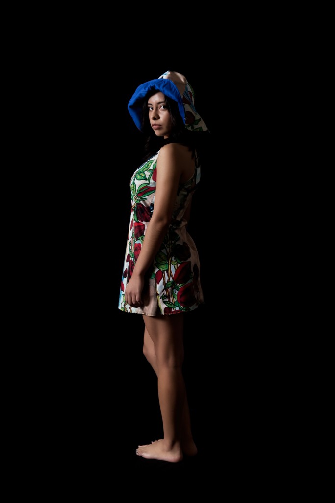 Sundress & Hat with Digital Graphic Print of Roses Painting.